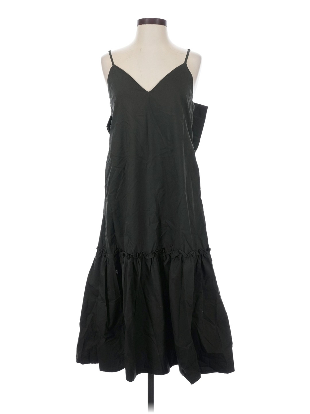 Blue Tassel Sleeveless Green Bow Back Tiered Midi Dress with V-Neck Plus XXL